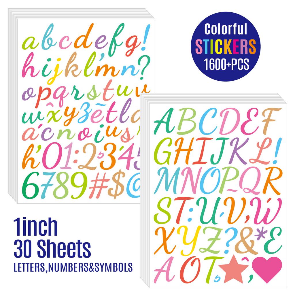 1-inch Letter Sticker Bright Film Handwriting Set Stationery Toy Reader Kindle Decorative Alphanumeric Stickers