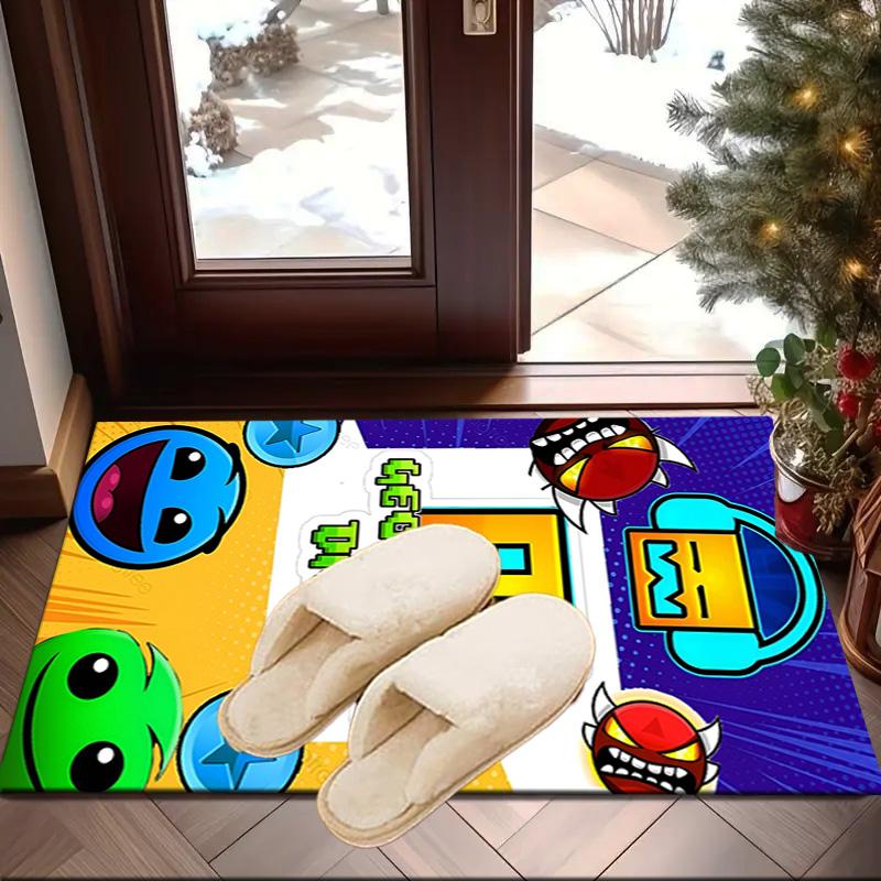 Geometry Dash: Tanze zum Beat Teppich für den Boden, Büroteppich, Stuhlmatte, Dekorations Teppich Wohnzimmer Schlafzimmer Matte, Große Größe Fan Geschenke Weihnachtsgeschenke