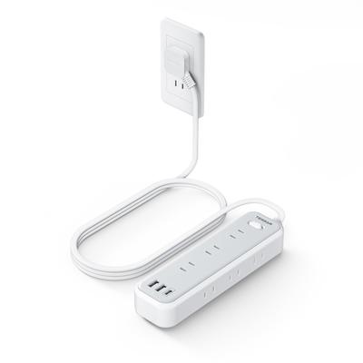 TESSAN 2m Extension Power Strip with Slim 9 AC 2 and 1 Power Cord for Office or Tabletop with Integrated Switch Plug, Outlets, Type-A Ports, USB-C