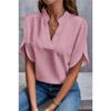 Chemisiers et chemises décontractés pour femmes, mode été printemps, couleur unie, imprimé, manches courtes, col en v