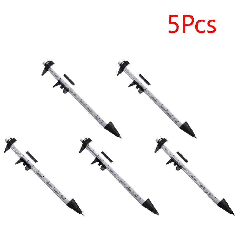 

5 шт. Пластиковые штангенциркули 2 в 1, шариковая ручка, штангенциркуль, линейка, инструмент для деревообработки 5pcs Black