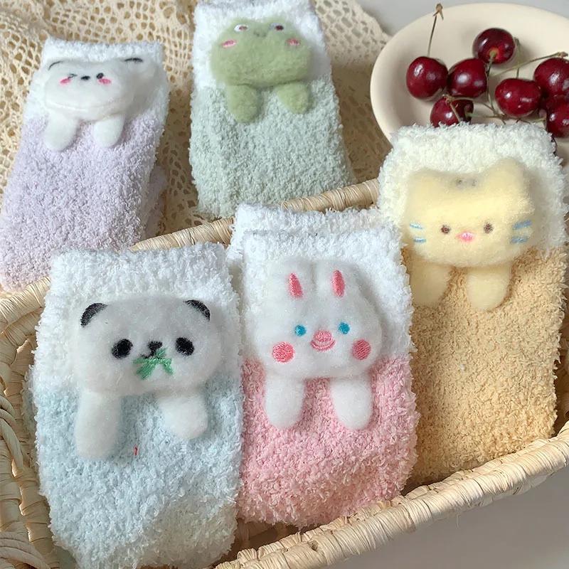 Șosete Drăguțe Desen Animat Femei Toamnă Iarnă Groase Calde de Podea Dormit Șosete Coral Velvet Termice Lolita Kawaii Șosete Cadouri de Crăciun