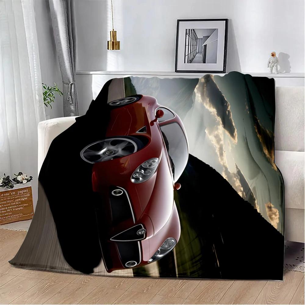 Sportwagen-Luxus-ALFA-ROMEOES-bedruckte Decke, Picknickdecken, warme Decke, weich und bequem, für zu Hause, Reisen, Geburtstagsgeschenk
