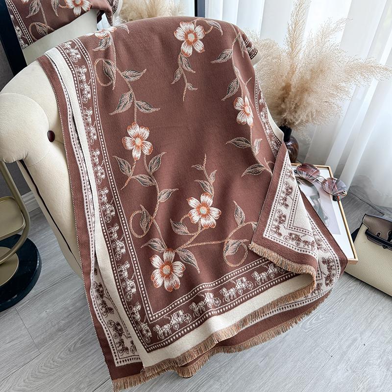 New Women Two-Sided Print Scarf Imitation Cashmere Soft Warm Pashmina Shawl Winter Coldproof Windproof Blanket Scarf
