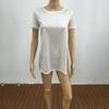 Women's Premium Quality Long T-shirt Round Neck Short Sleeve Split Tops Casual Dress