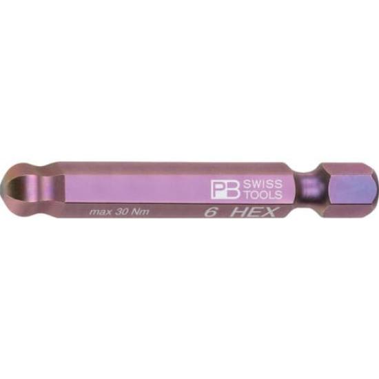 PB Swiss Tools Hex E6 Series Ball Point Bit for 6mm Hex 1/4" Sockets, E6.212/6