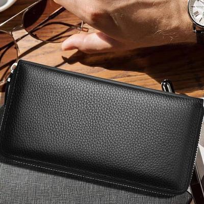WEZHO Men's Genuine Leather Long Wallet
