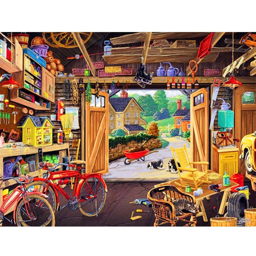 Full Square Diamond Painting House Craft Kit Sale 5D Diamond Embroidery Landscape Shop Art Rhinestone Decor For Home