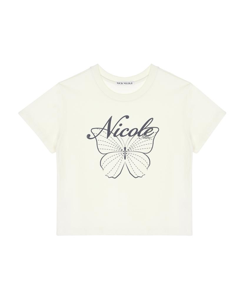 Nigaennikol Nicole Butterfly Crop Top_Cream Charcoal