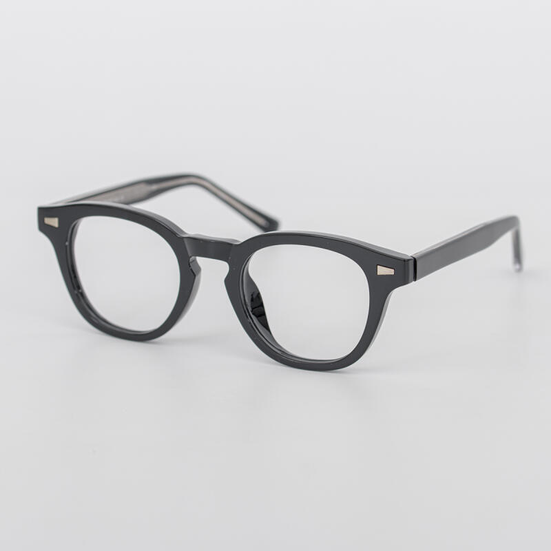SBKA Ted2-C01 Round Horn-Rimmed Glasses (Blue Light Blocking)