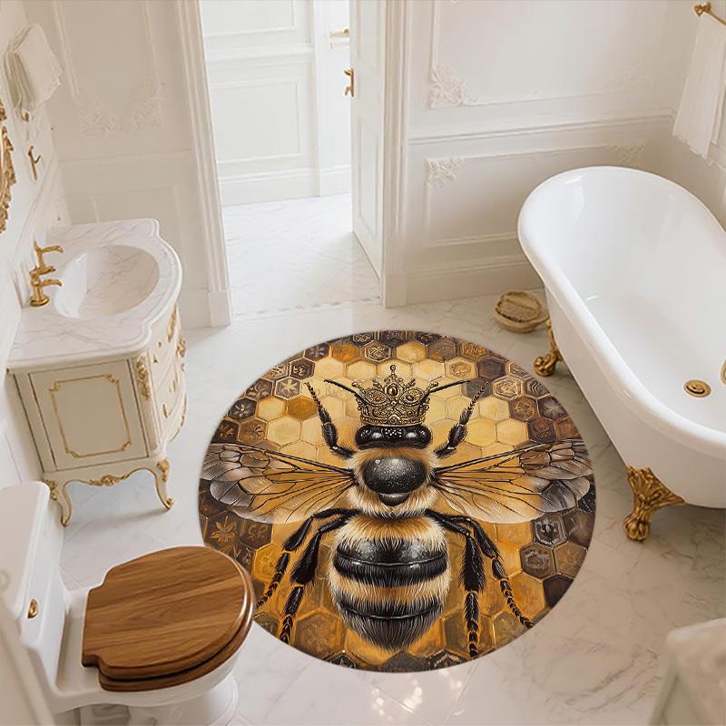 Bee,Round Area Rug,Carpet Rug for Living Room Bedroom Sofa Playroom Decor,Non-slip Floor Mat
