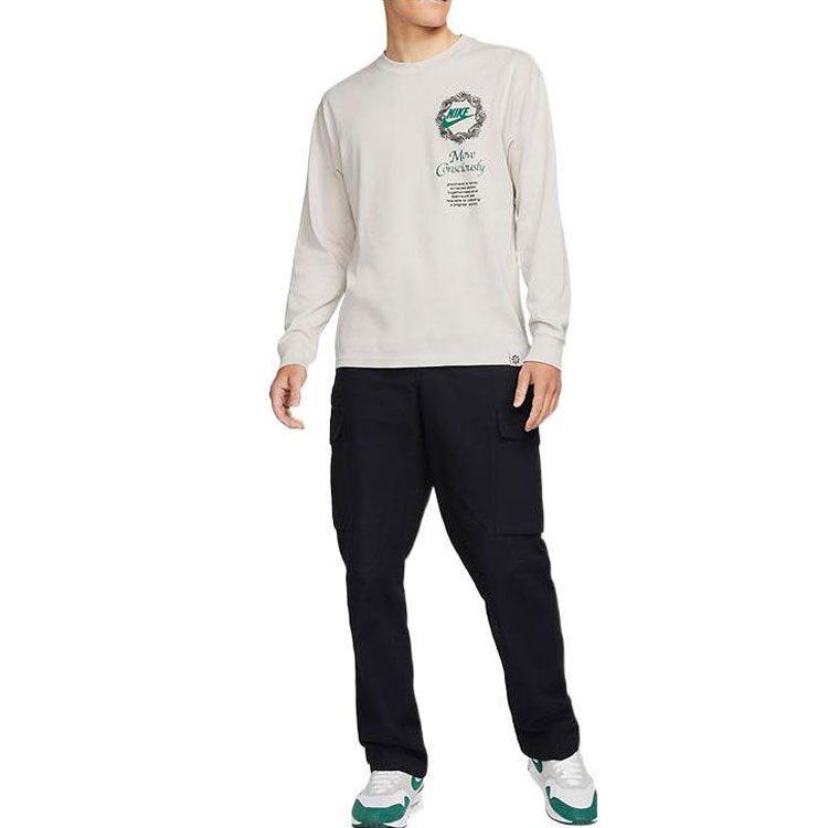 Nike T Shirts Men's Light Bone Crew Neck Moderate Straight Fit DN5141-072