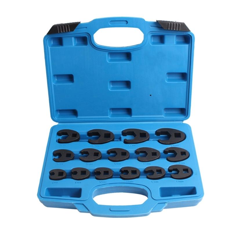 

Professional Metric Crowfoot Flared Nut Wrench, 15Pcs, 8-24mm, Extended Reach in Tight Space for Automotive Maintenance 1