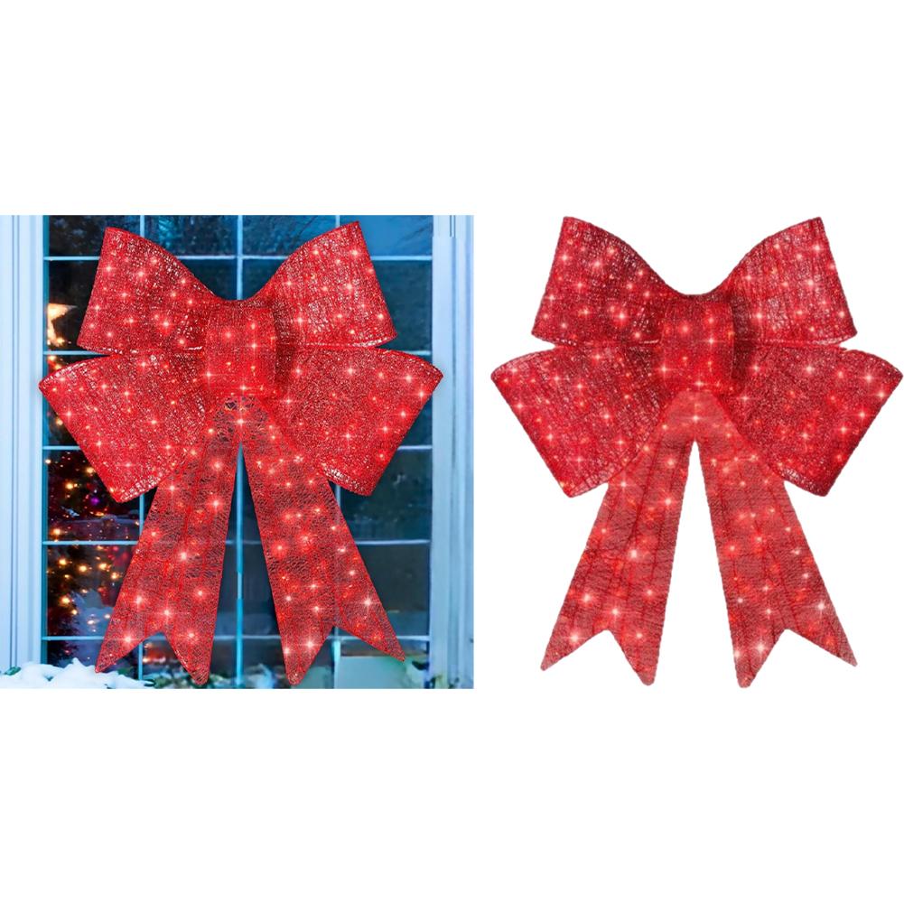 Front Porch Decor Prelit Christmas Bow Plastic Construction Seasonal Decoration Use Easy Install Christmas Decor