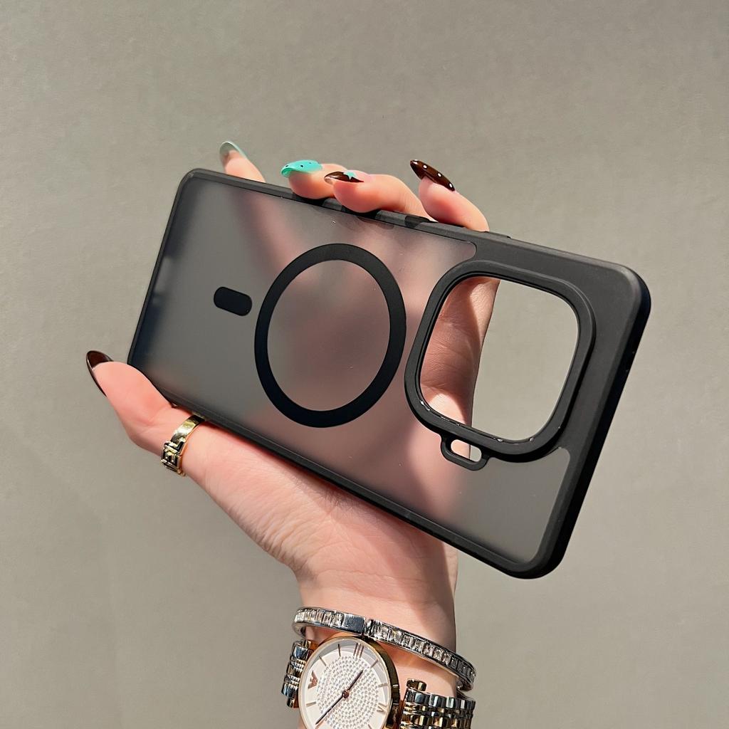 For IQOO 15 Ultra Case Magsafe Magnetic Charging Black Camera Cirlce Texture Mobile Phone Cover