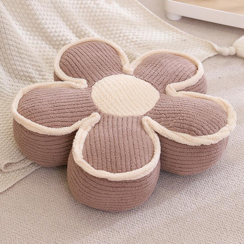 Cozy Plush Flower Cushion With Spliced Design Pillows For Sofa Bed Lounge Use