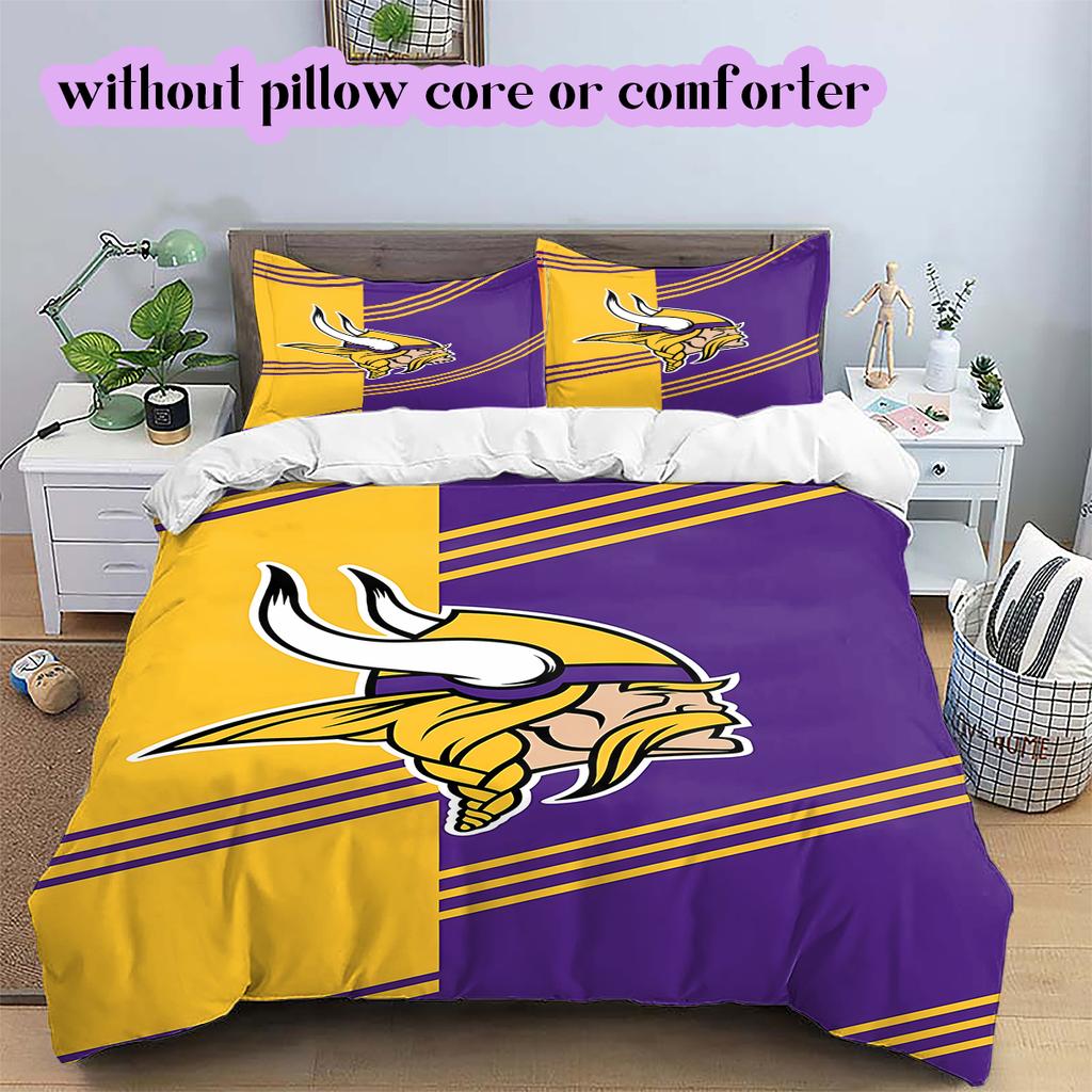 football Logo Pattern Bedding Quilt Set Quilt Cover Pillowcase Home Decoration Birthday Gift (1*duvet cover+ 2*pillowcase, without core)