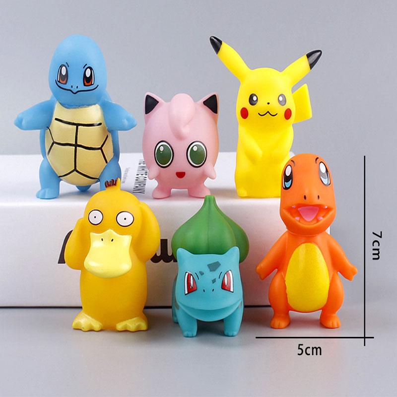 6Pcs/set Pokemon Toys Cute Pikachu Psyduck PVC Cake Decoration Ornaments Action Figure GK Model Children Charm Birthday Gifts