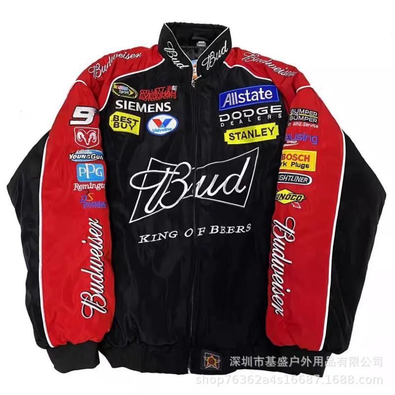 Vintage F1 Racing Embroidered Jacket Cotton Padded Motorcycle Riding Baseball Coat Unisex