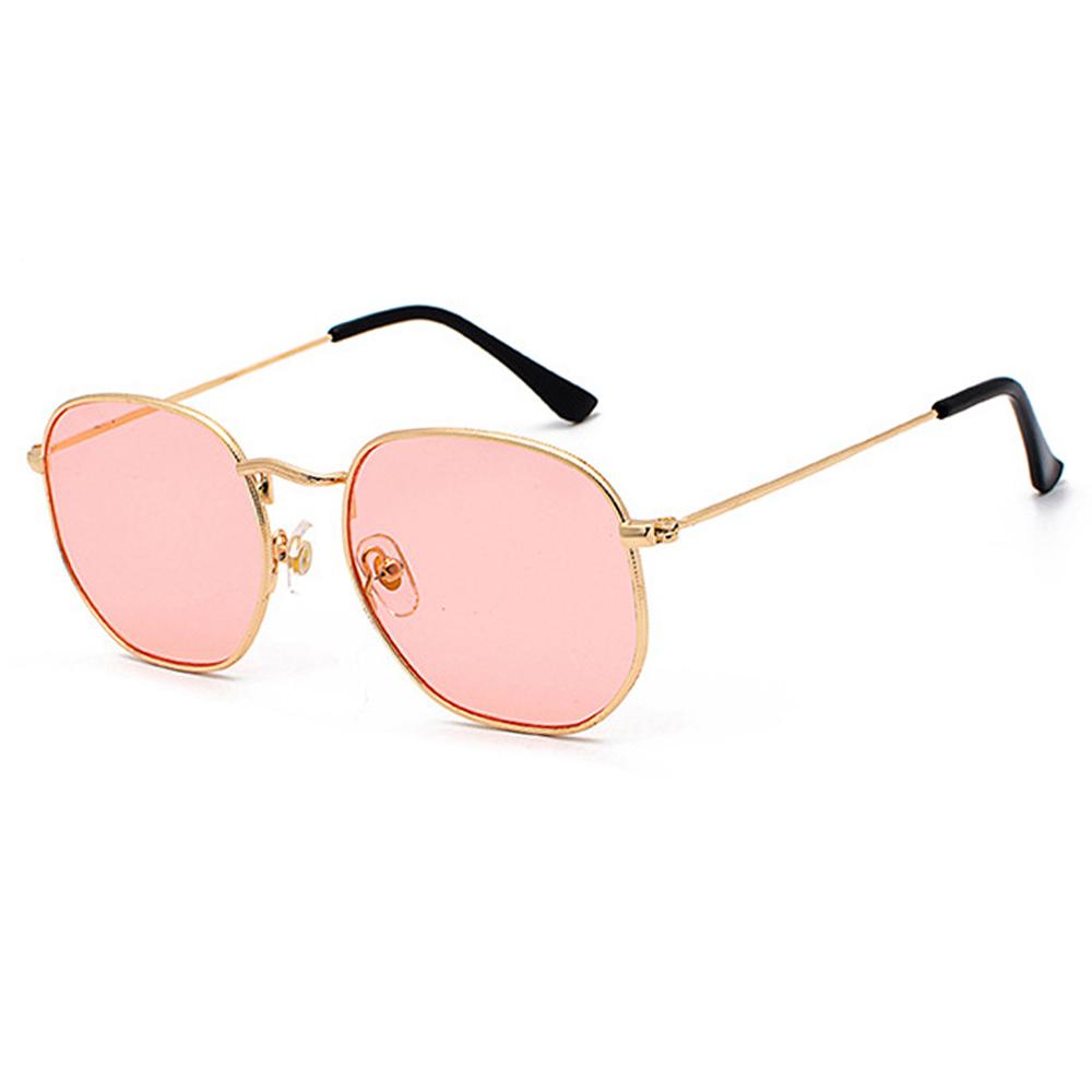 UV400 Glasses Metal Frame Driving Sun Glasses Polygon Mirrored Lens Sunglasses for Men and Women Small Square Sunglasses