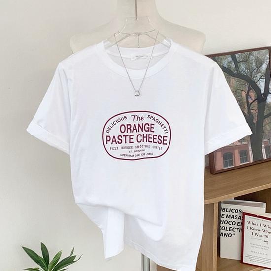 100% Cotton Lettering Print Basic Short Sleeve T-Shirt ONE SIZE