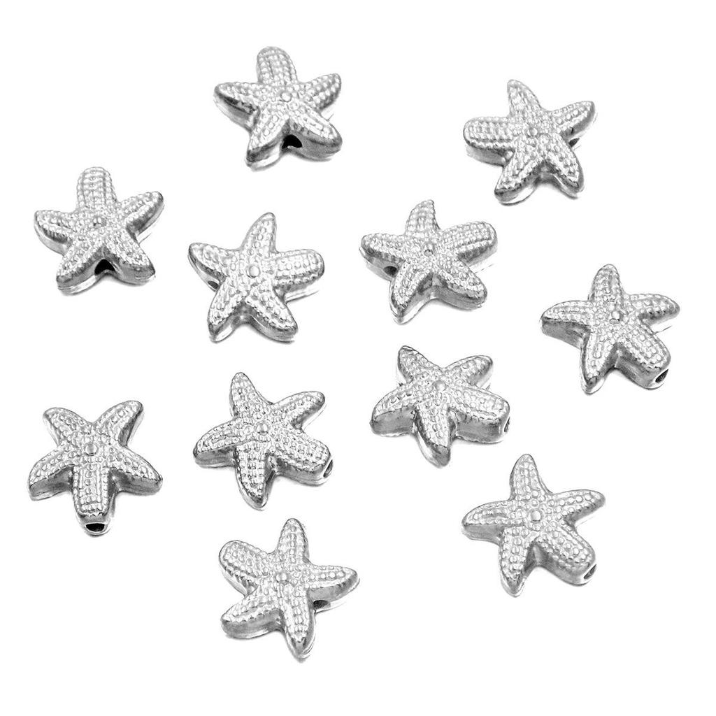 Retro Ocean-Themed Stainless Steel Beaded Pendants: Starfish, Seahorse, Sea Turtle for DIY Bracelets & Necklaces