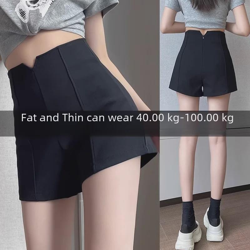 Shorts noirs taille haute grande taille coupe A pour femmes