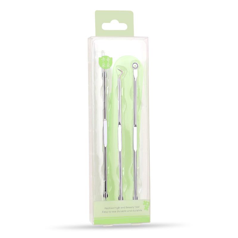 

Kaqi Duoduo Stainless Steel Acne Tool Set: 3 Double-Headed Needles, Curved Hook, Pressure Ring, Blackhead Remover KK843