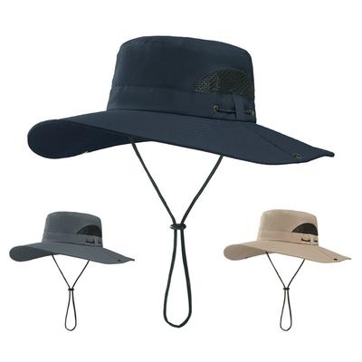 Fashion Summer Bucket Hat Cowboy Men Outdoor Fishing Hiking Beach Hats Mesh Breathable Anti UV Sun Cap Large Wide Edge