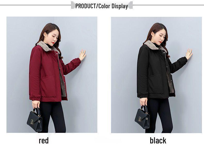Plus Size Velvet Thick Cotton Padded Winter Jacket - Slim Fit, Warm, Versatile, Fashionable 2025