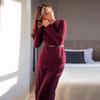 2024 Autumn/Winter Women's Solid Color Sweater and A-Line Midi Skirt Two-Piece Set