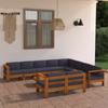Day and Night - Day and Night Garden Furniture 10 Pieces with Dark Gray Acacia Wood Cushions