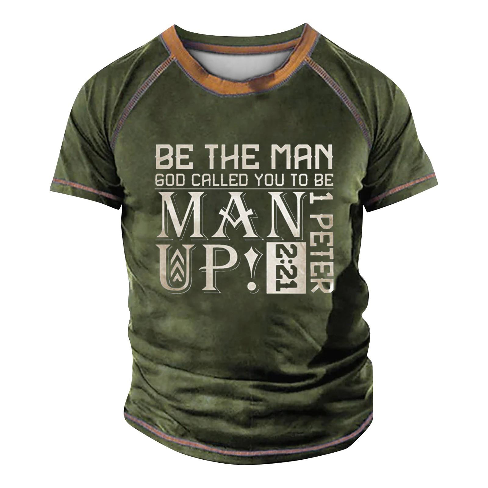 

Men s Raglan T-shirt Retro Short Sleeve Round Neck Letter Printing Tops L зелёный