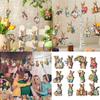 Rabbit Hanging Ornament Wooden Handmade Easter Rabbit Pendant Easy To Hang Bunny Props Hanging Pendant