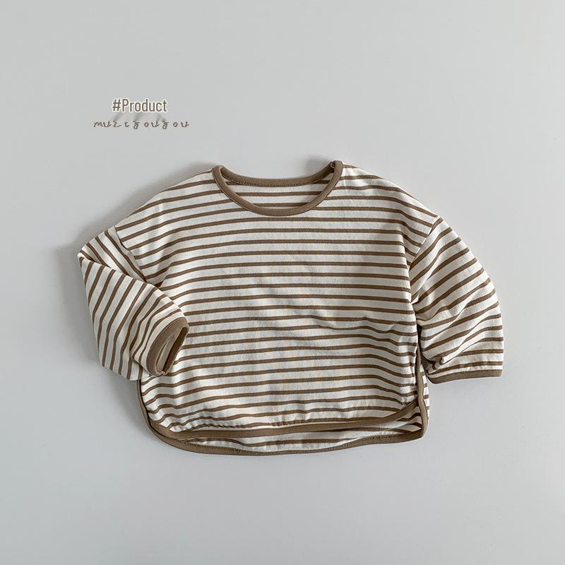 Kids' Striped Casual Korean-Style T-Shirt for Boys and Girls - Trendy and Versatile Baby and Children's Top