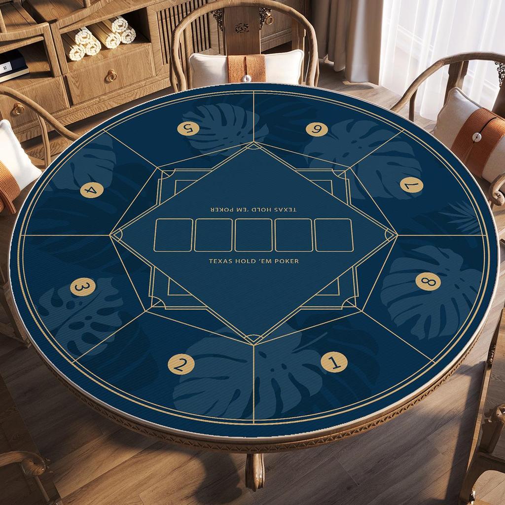 Texas Hold'em Round Poker Table Cloth - Stain-Resistant, Non-Slip Crystal Velvet