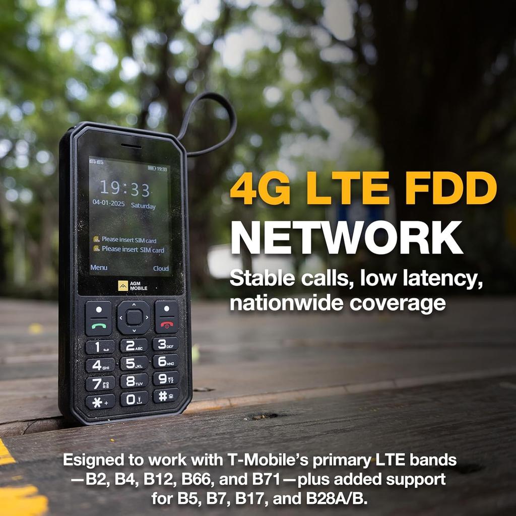 AGM M11 Rugged Feature Phone with Mobile Hotspot, 4G Mobile Phones, Large Buttons, 48MB 128MB,2.8inch,4000mAh