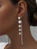 Water Drop Pearl Rhinestone Tassel Earrings