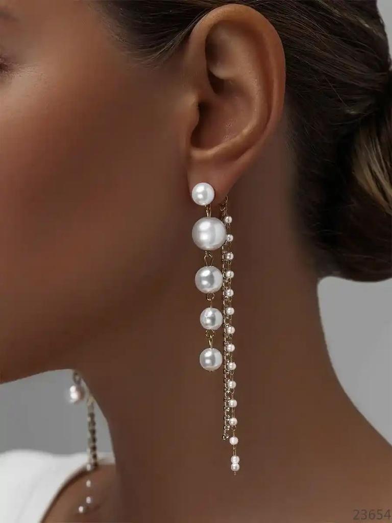 Wassertropfen Perle Strass Quastenohrringe