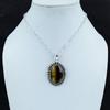 Amazing Tiger Eye Gemstone Silver Pendant in 925 Sterling Silver - Handmade Oval Design, Everyday Wear Jewelry Father's Day Gift