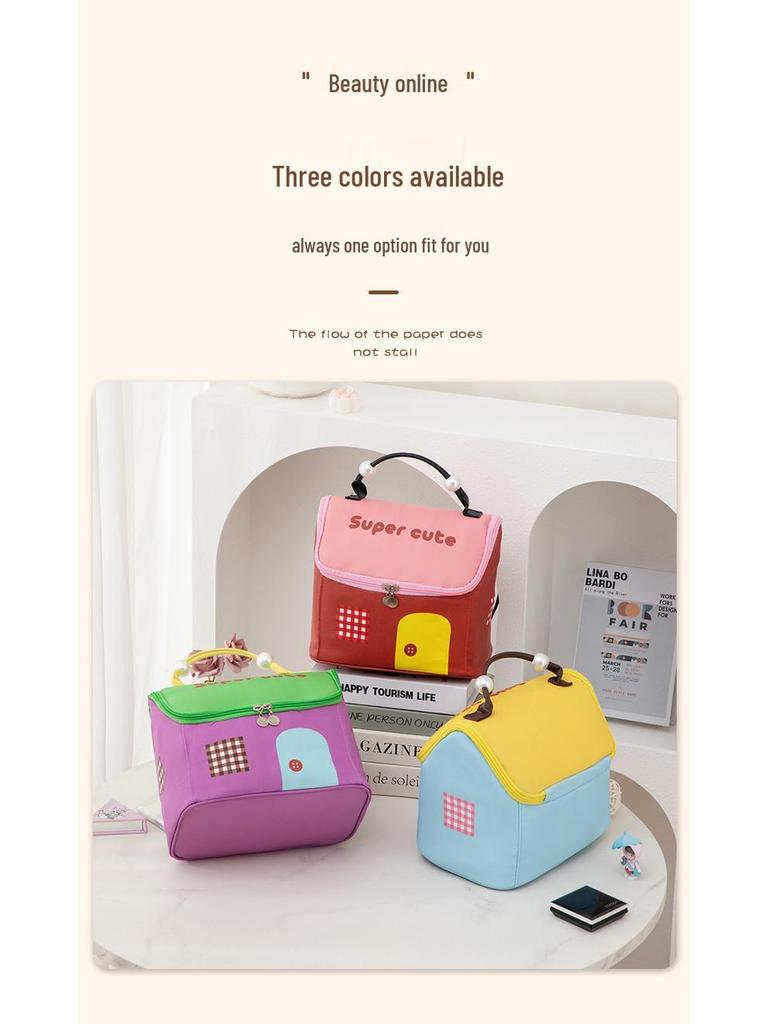 *Cute & Spacious 2025 Waterproof Makeup Bag for Women - Portable, Large Capacity, Ideal for Travel Toiletries*