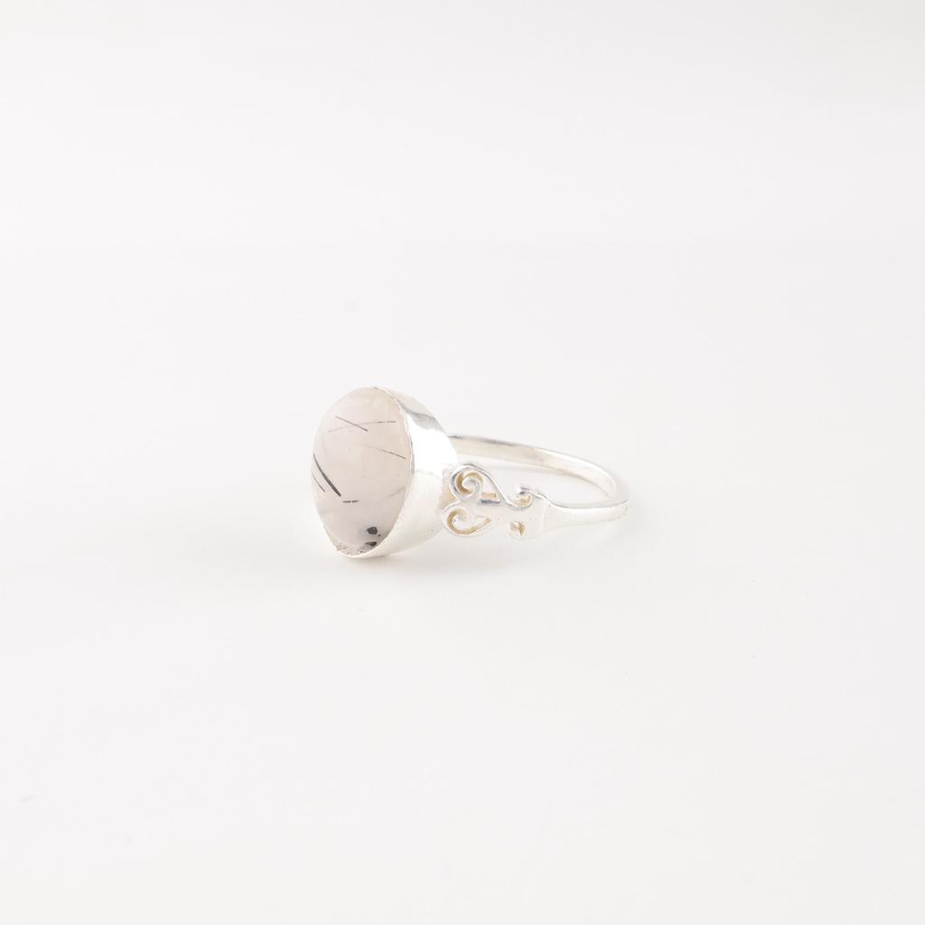 Natural Black Rutile Gemstone 925 Sterling Silver Jewelry Handmade Ring For Mom RR-66-27
