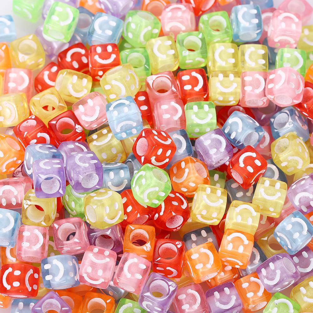 Smiley Face Acrylic Beads for DIY Jewelry - Round, Colored Beads for Children's Bracelets & Necklaces
