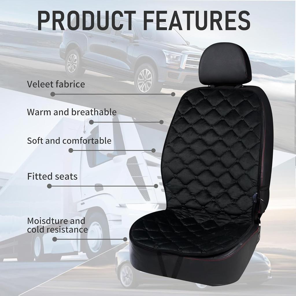 Driver Or Passenger Car Seat Cushion Comfortable Seat Cover For Cars Trucks SUV Van Full Back And Seat Cushion-Black