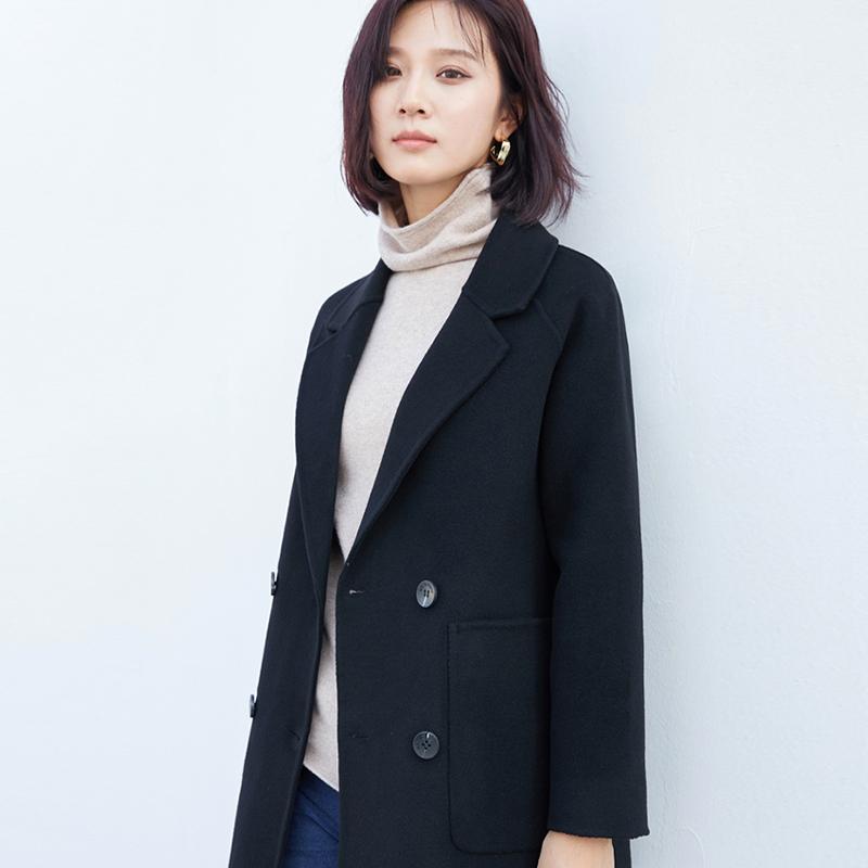 

100% Шерсть Женский Жакет MODERN NEW SAGA Осенний Шерстяной Блейзер Ручной Работы Пальто-Бушлат Зимнее Теплое Шерстяное Пальто M чёрный