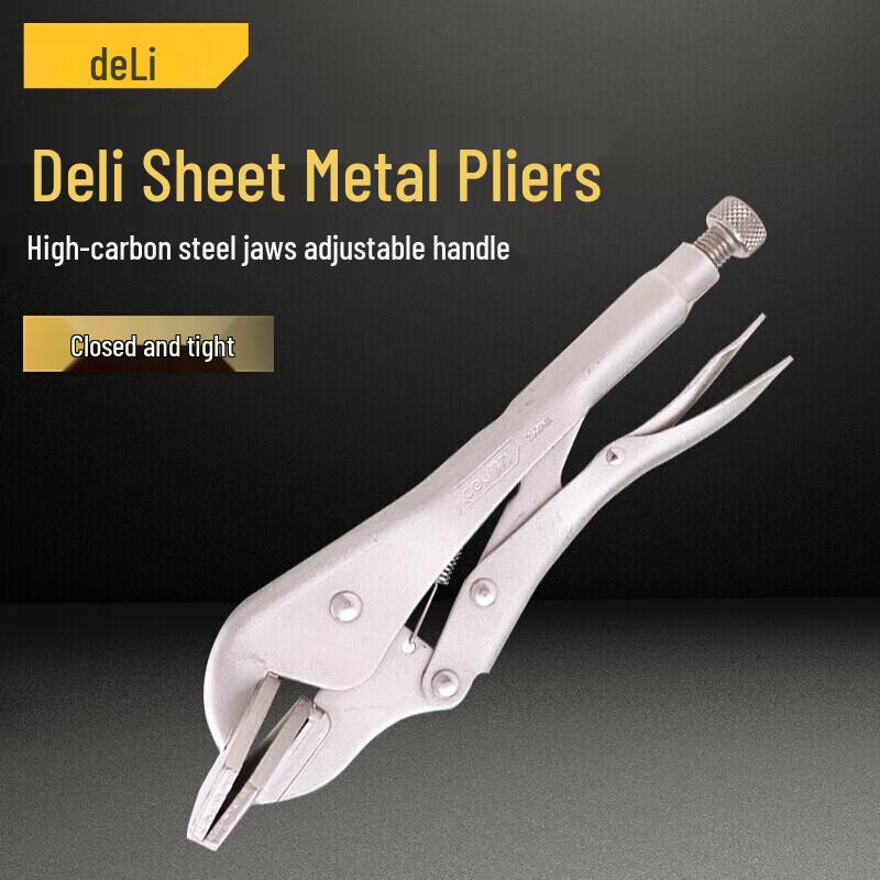 Deli DL20016 10-inch Flat-Jaw Locking Pliers