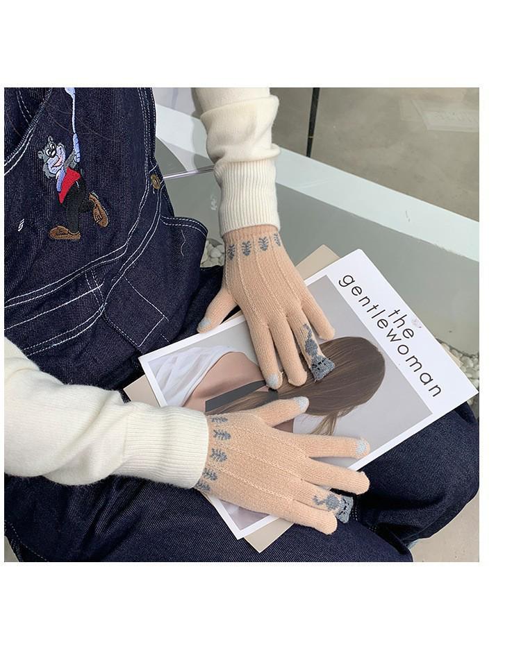 Koreanische Winter-Fingerlose Wollhandschuhe für Damen - Warm, Winddicht, Touchscreen-freundlich