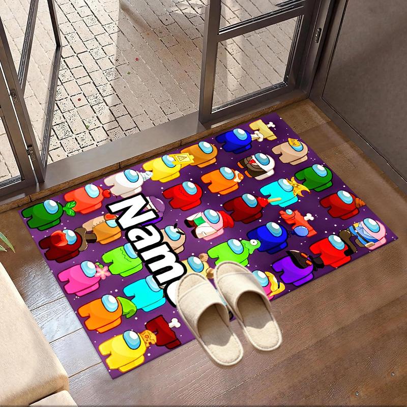 Custom Name Personalized Among Us Print Carpet, Versatile Home Decor Rug, for Playroom, Apartment, Balcony, Entryway, Hallway Gift