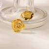 High-end small fragrance pleated three-dimensional rose flower metal stud earrings femininity versatile earrings new