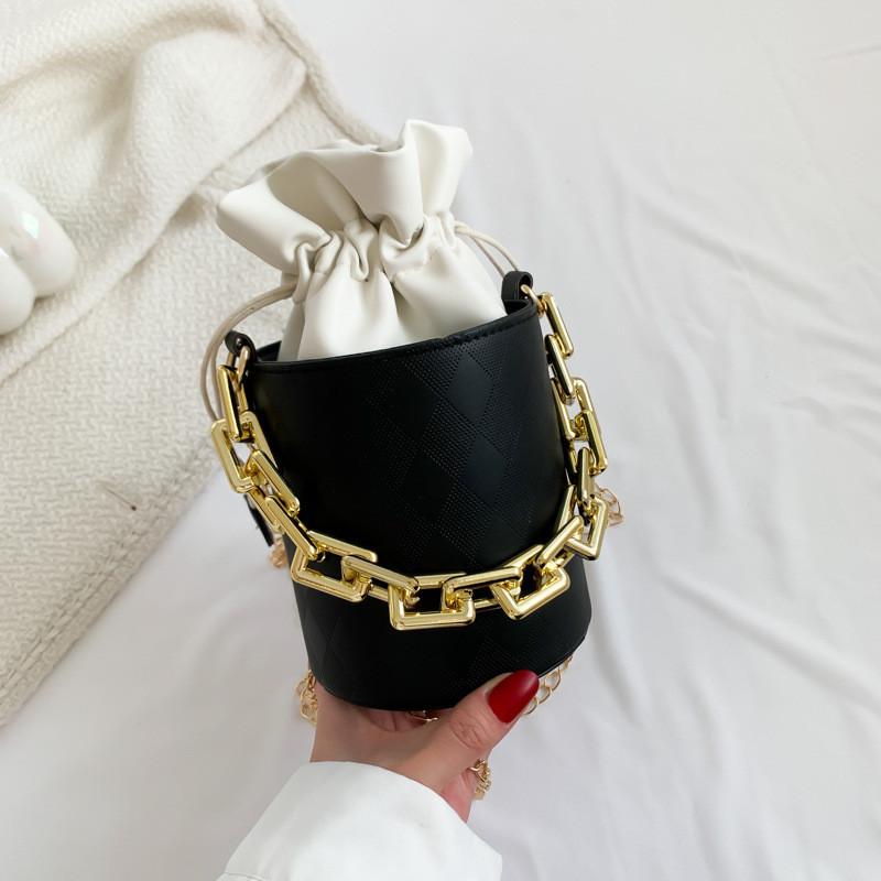 Chic Casual Womens Bucket Bag Stylish Chain Strap Shoulder Bag Versatile Color Options